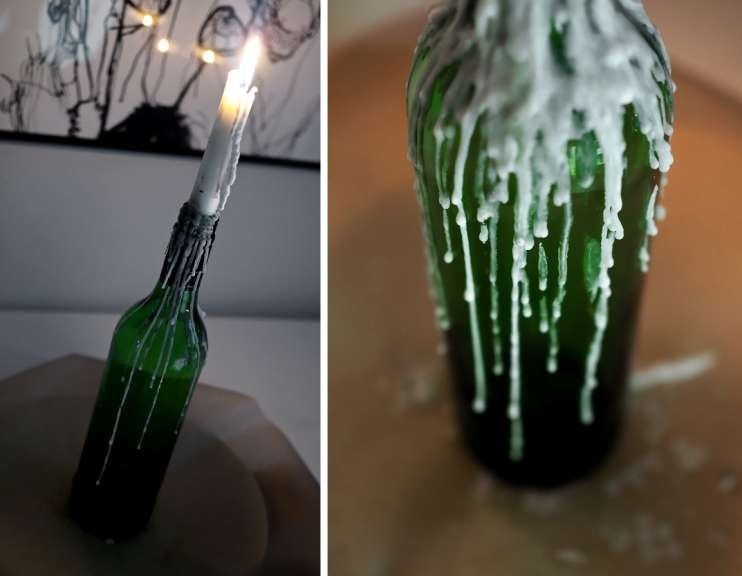 Viinipullo kynttilänjalkana